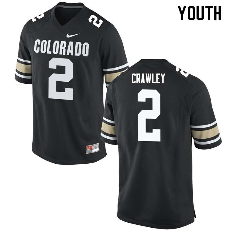 Youth #2 Ken Crawley Colorado Buffaloes College Football Jerseys Sale-Home Black - Click Image to Close